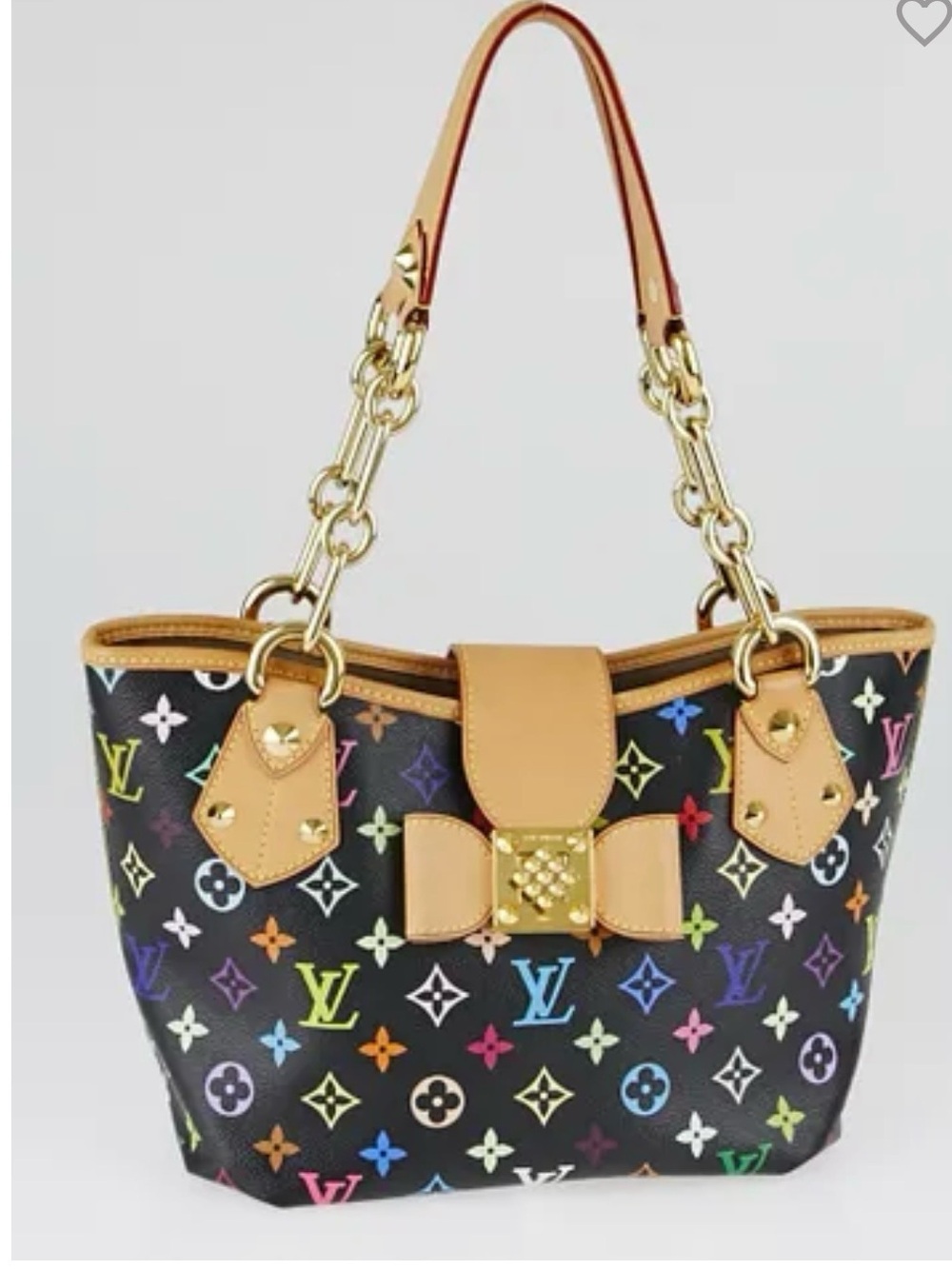 Louis Vuitton Black Multicolor Monogram Annie Tote with DustBag COA
